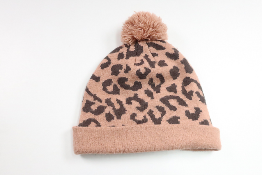 Leopard-print hat with tassel from Unknown - Size 53 - Pink