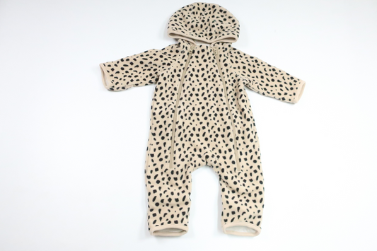 Leopard-print fleece overalls from Minimarket - Size 62 - Beige
