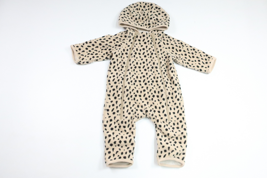 Leopard-print fleece overalls from Minimarket - Size 62 - Beige
