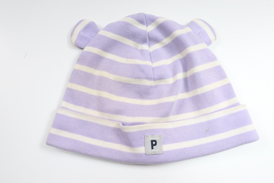 Striped hat with ears from Polarn o. Pyret - Size 40/42 - Purple