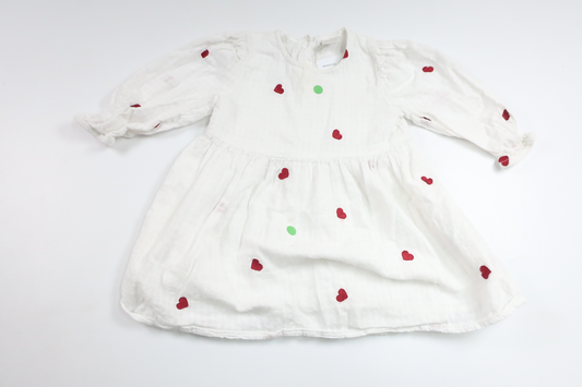 Dress with hearts from Lindex - Size 80 - White