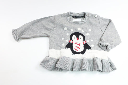 Knitted sweater with Christmas motif from My Wear Baby - Size 74 - Grey