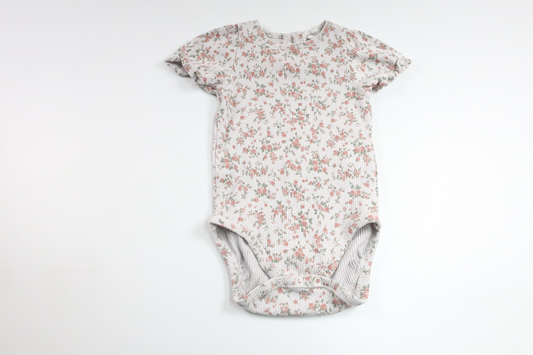 Floral ribbed bodysuit from Newbie - Size 86 - White