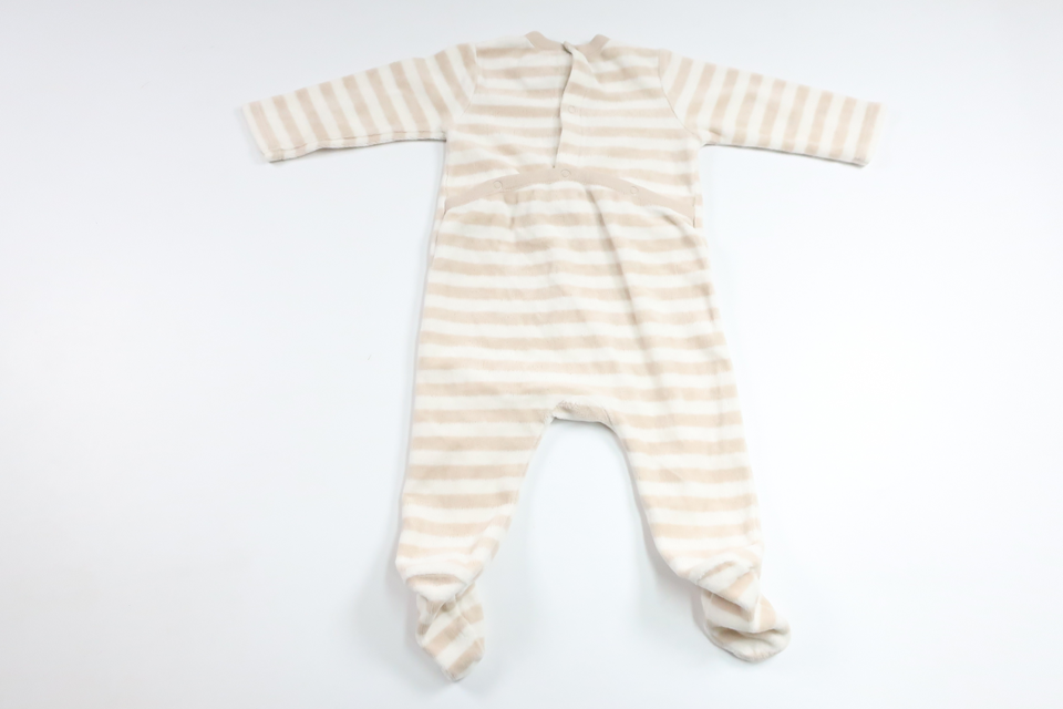 Striped fleece pajamas from Zara - Size 68 - Beige