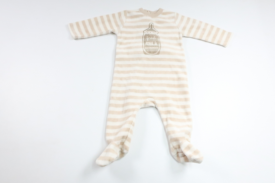 Striped fleece pajamas from Zara - Size 68 - Beige