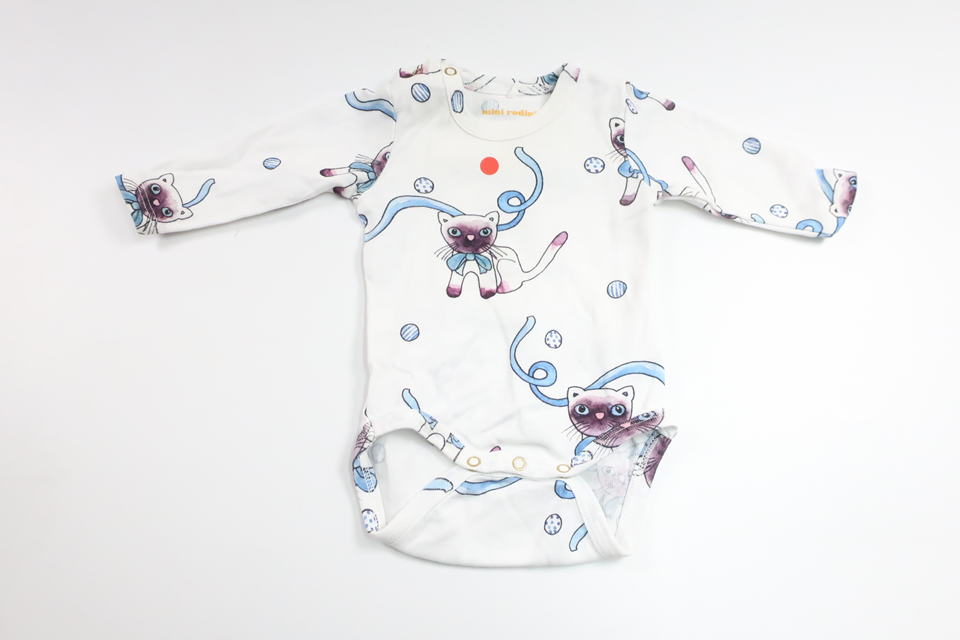 Bodysuit with cats from Mini Rodini - Size 62 - White