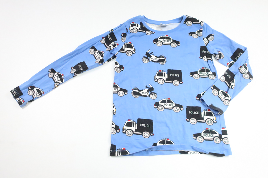 Sweatshirt with police cars from Lindex - Size 128 - Blue