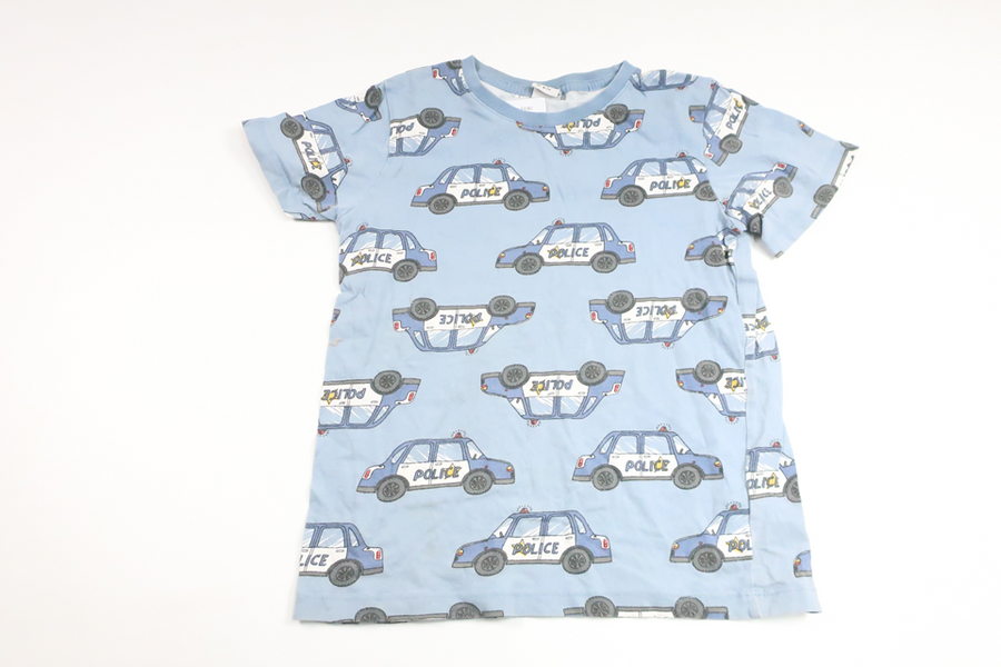 T-shirt with police cars from Lindex - Size 122 - Blue
