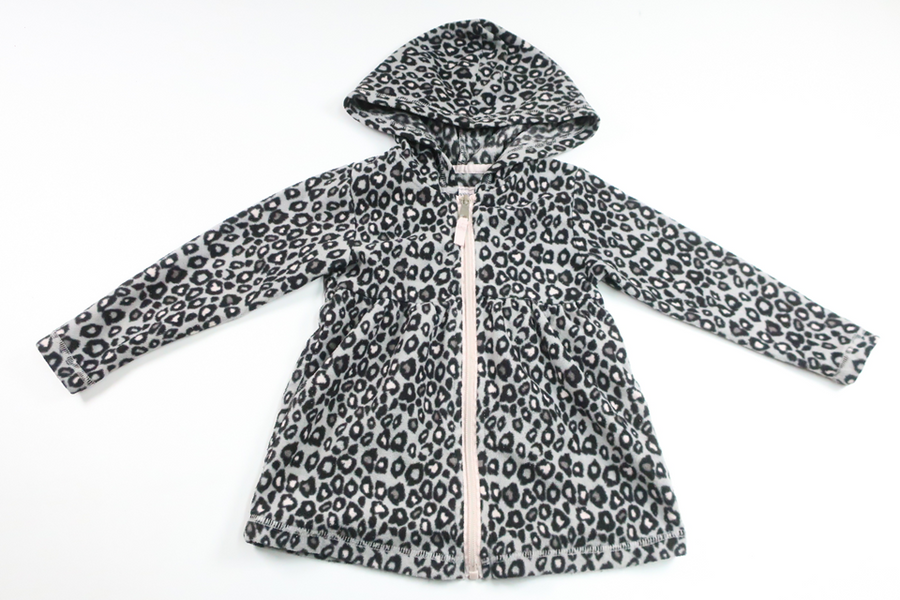 Leopard-print fleece cardigan from My Wear Young - Size 98/104 - Grey