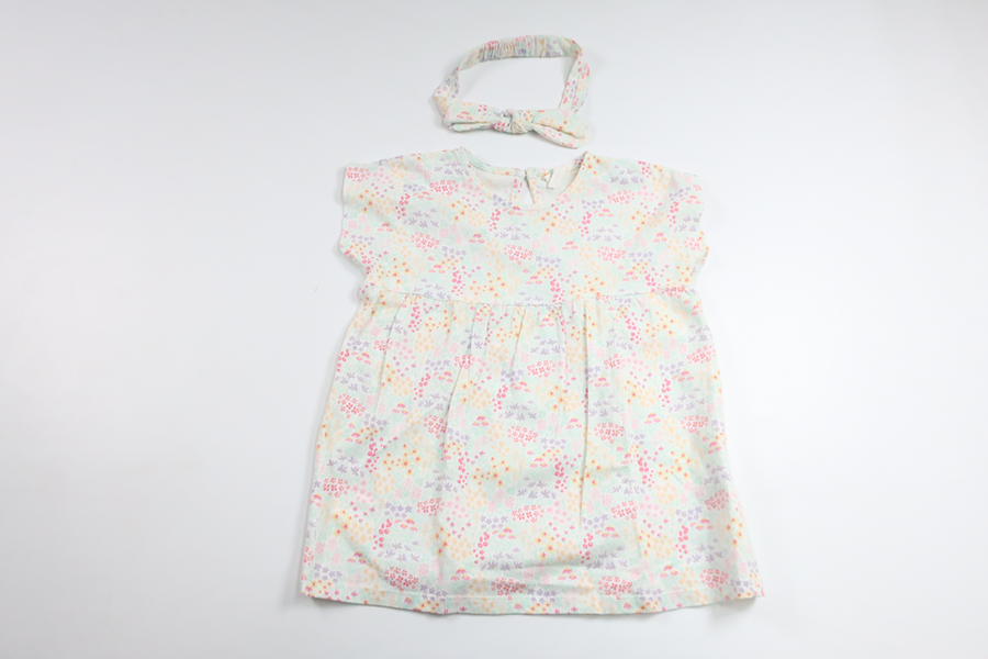 Floral dress with matching headband from H&M - Size 80 - White