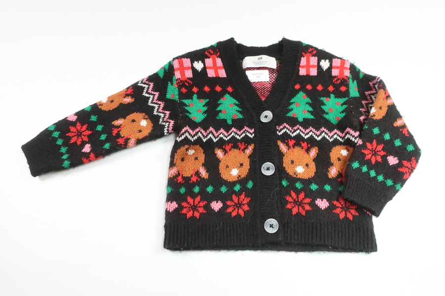 Cardigan with Christmas motif from H&M - Size 92 - Black