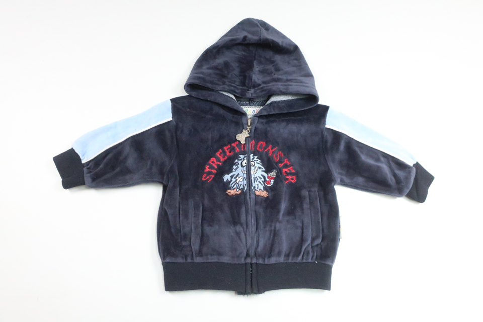 Fleece hooded jacket from Petter & Kajsa - Size 68 - Navy blue