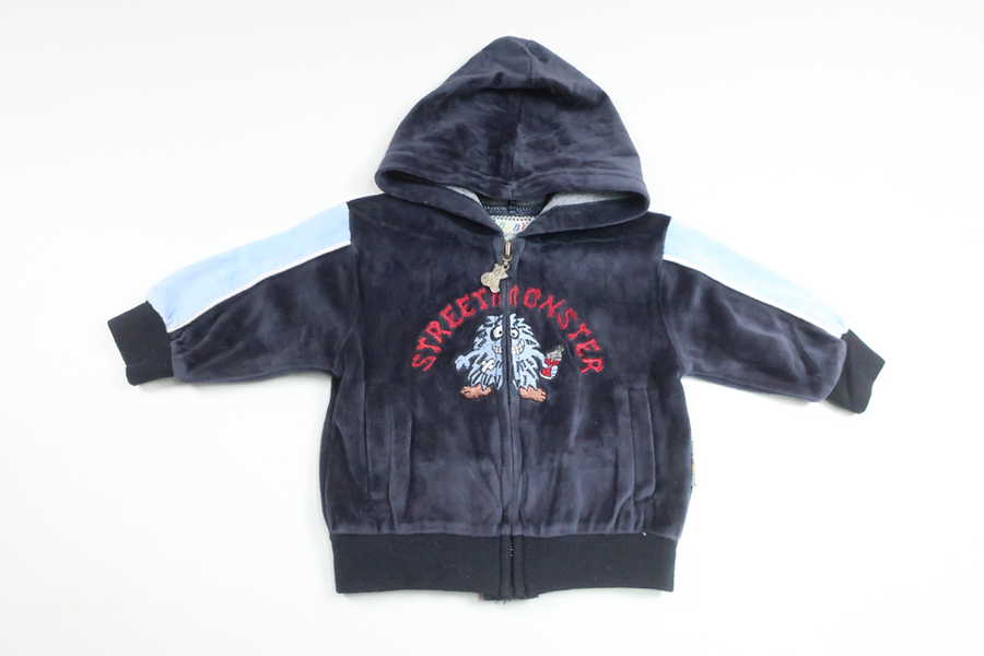 Fleece hooded jacket from Petter & Kajsa - Size 68 - Navy blue