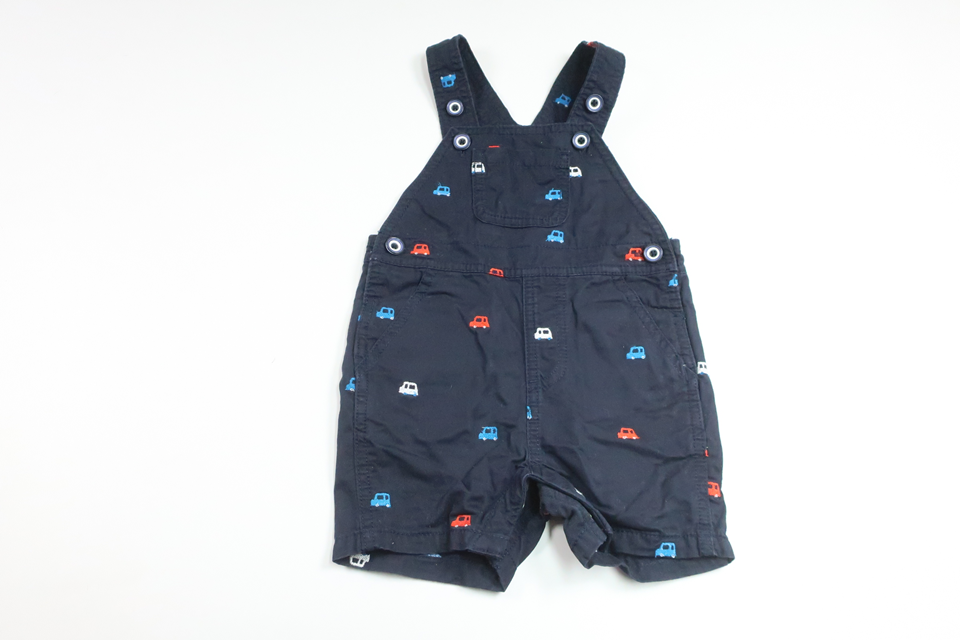 Suspender shorts with cars from Next - Size 74/80 - Navy blue