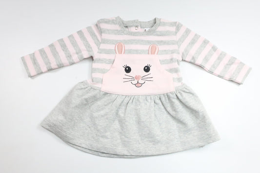 Striped dress with rabbit from My Wear Baby - Size 68 - Grey