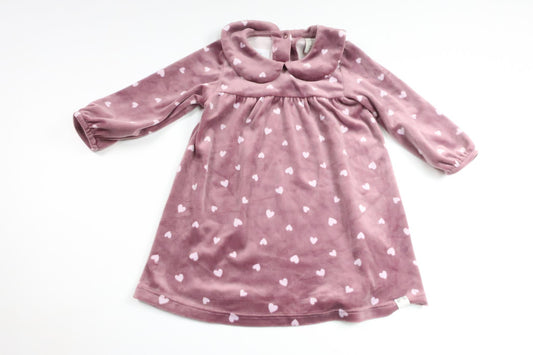 Velour dress with hearts from Lindex - Size 74 - Purple