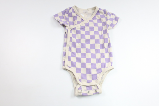Checked wrap bodysuit from Lindex - Size 62 - Purple