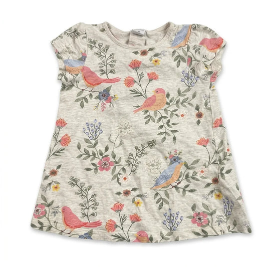 Blommig t-shirt från Lindex - Storlek 92 - Beige