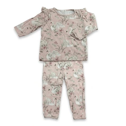 Floral two-piece swan pyjamas from Newbie - Size 86/92 - Pink