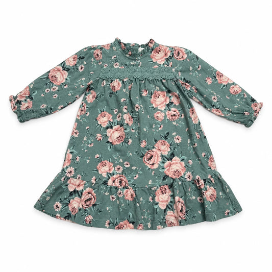 Klänning med blommönster från Newbie - Storlek 86 - Grön