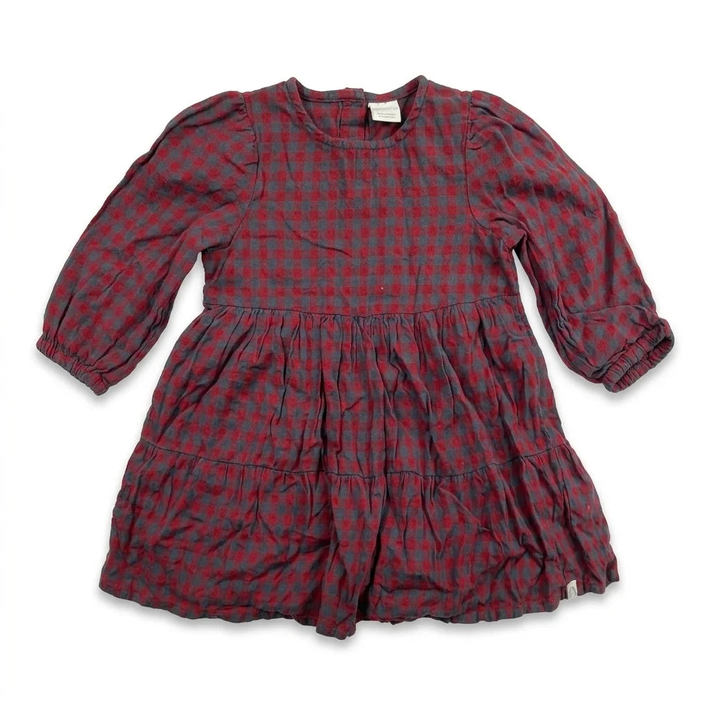 Rutig klänning från Lindex - Storlek 80 - Röd