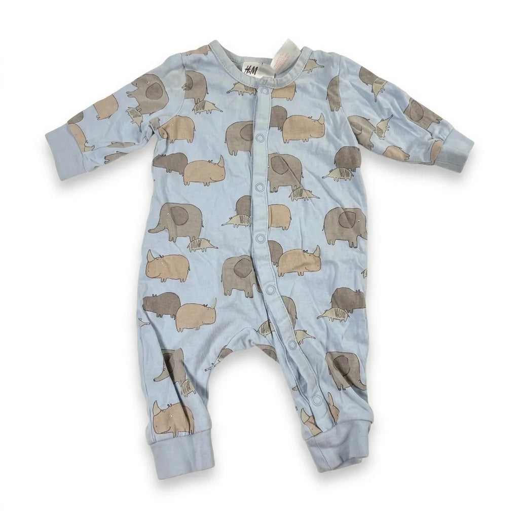 Djurmönstrad pyjamas från H&M - Storlek 56 - Blå