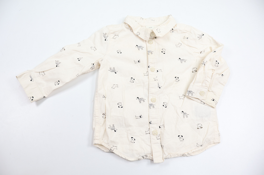 Shirt with dogs from H&M - Size 80 - Off-white