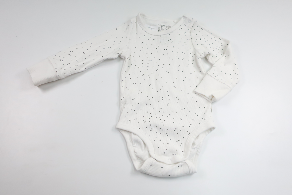 Ribbed polka dot wrap-around body from Lindex - Size 80 - White