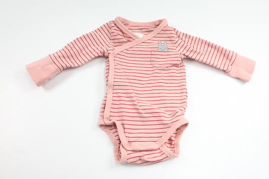 Striped wrap-around bodysuit from Lindex - Size 56 - pink