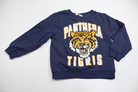 Sweatshirt med vändbara paljetter från H&M - Storlek 110/116 - Marinblå