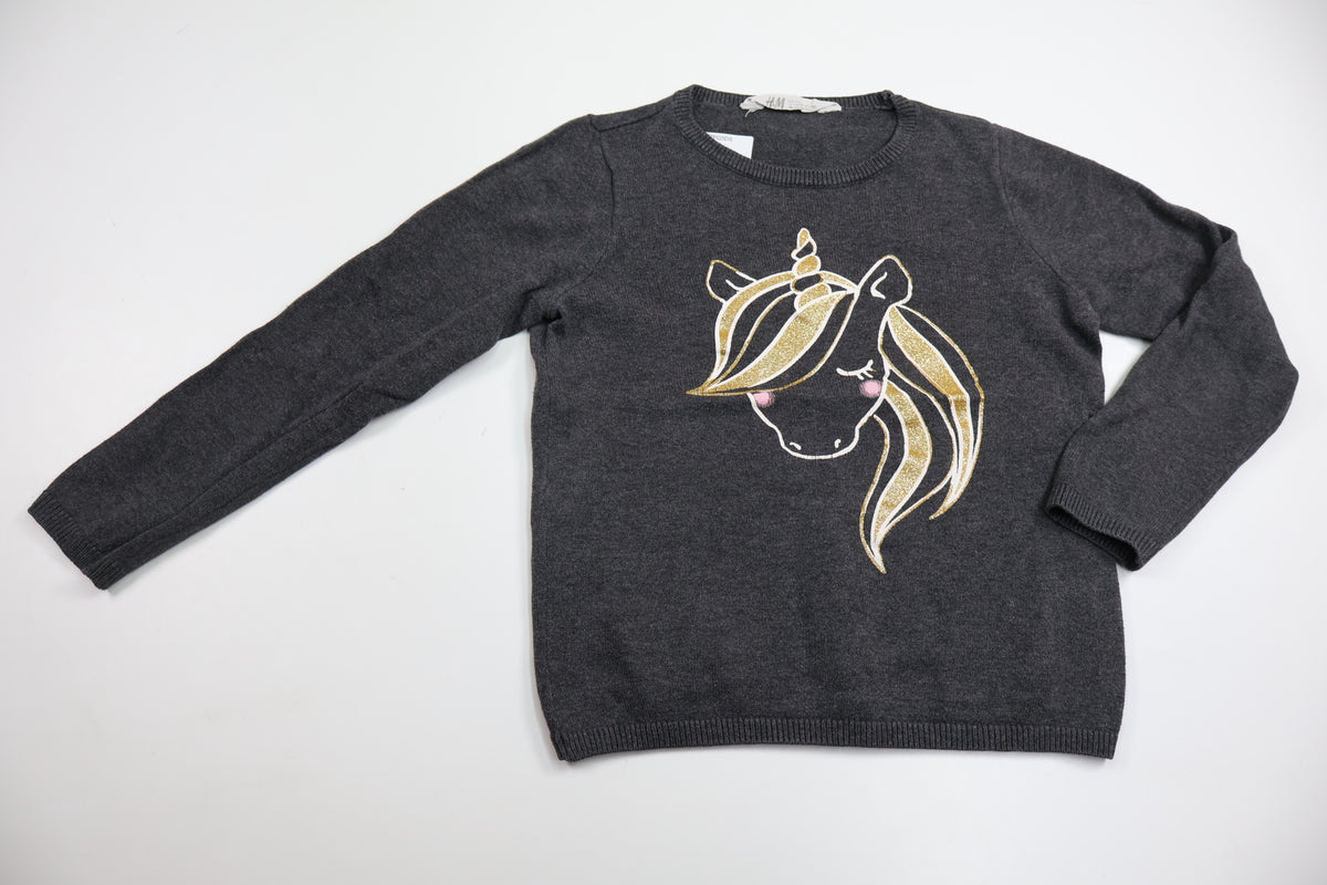Stickad tröja från H&M - Storlek 110/116 - Grå