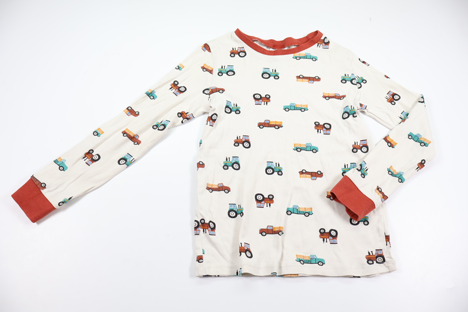 Pajama top with tractors from H&M - Size 122/128 - Off-white