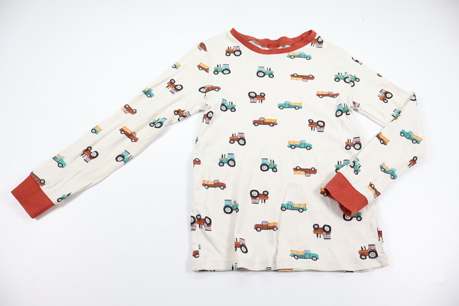 Pajama top with tractors from H&M - Size 122/128 - Off-white