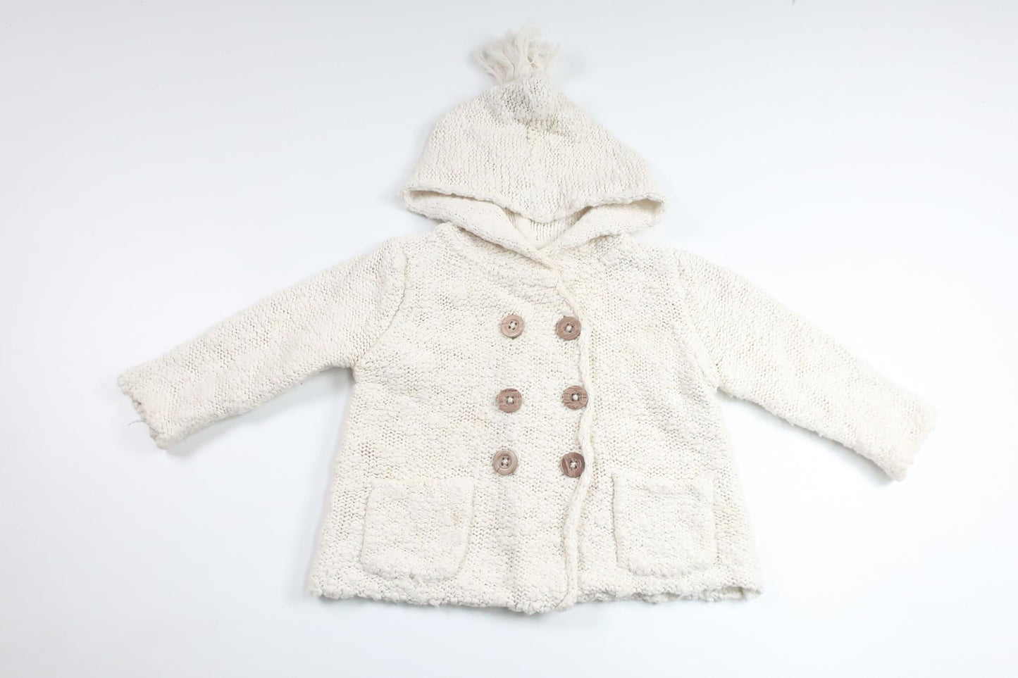 Knitted hoodie from Next - Size 74 - Off-white