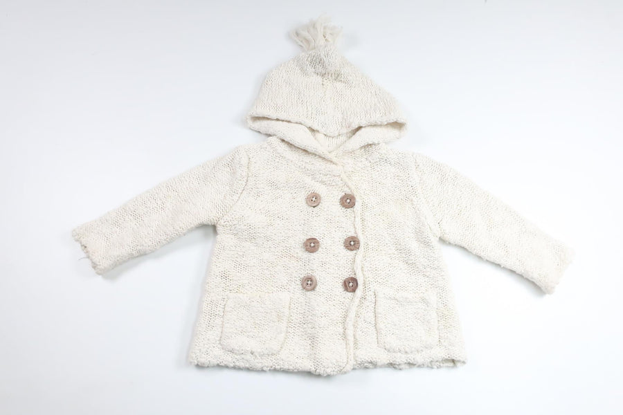 Knitted hoodie from Next - Size 74 - Off-white
