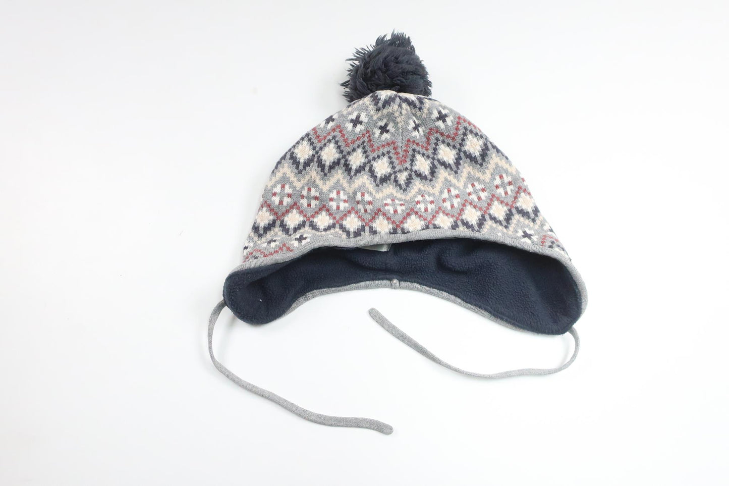 Fleece-lined hat with tassel from Newbie - Size 48/50 - Grey