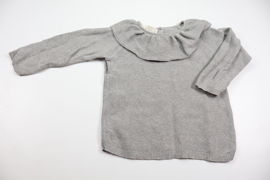 Knitted sweater with frill from Konges Slöjd - Size 92/98 - Grey
