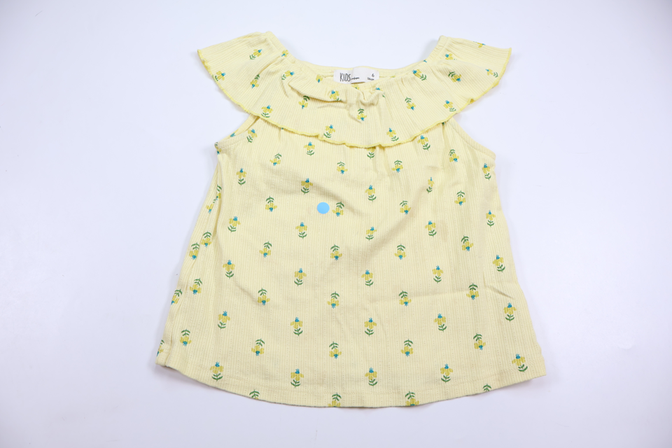 Floral linen top from Kids - Size 116 - Yellow