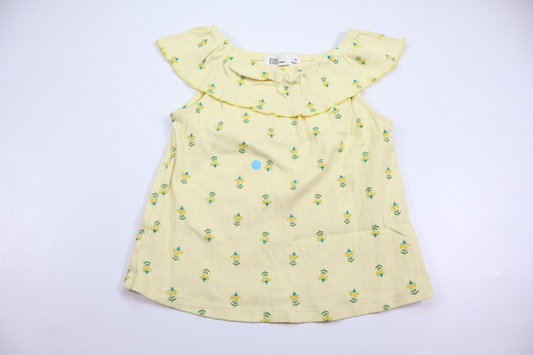 Floral linen top from Kids - Size 116 - Yellow