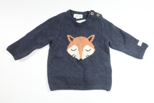 Knitted sweater with fox from Newbie - Size 56 - Navy blue