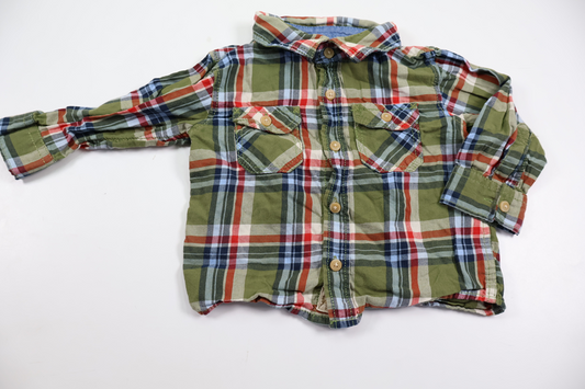 Checked shirt from H&amp;M - Size 74 - Green