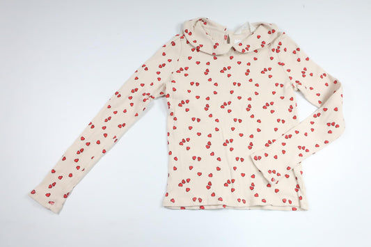 Ribbed sweater with hearts from H&M - Size 128/134 - Off-white