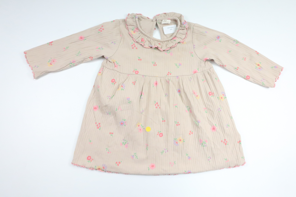 Ribbed floral dress from H&M - Size 80 - Beige