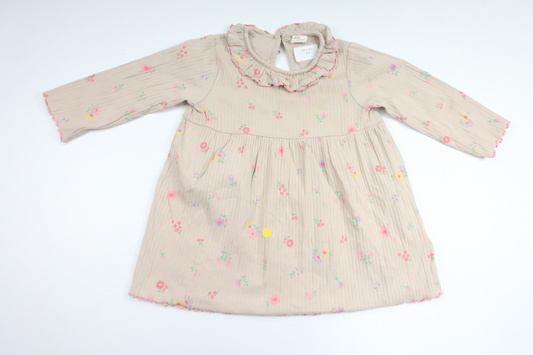 Ribbed floral dress from H&M - Size 80 - Beige