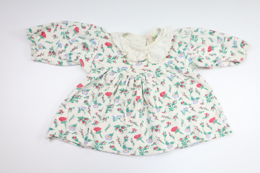 Floral fleece dress from Kappahl - Size 80 - White