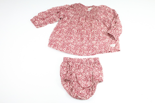 Dress with matching diaper panty from Newbie - Size 80 - Burgundy
