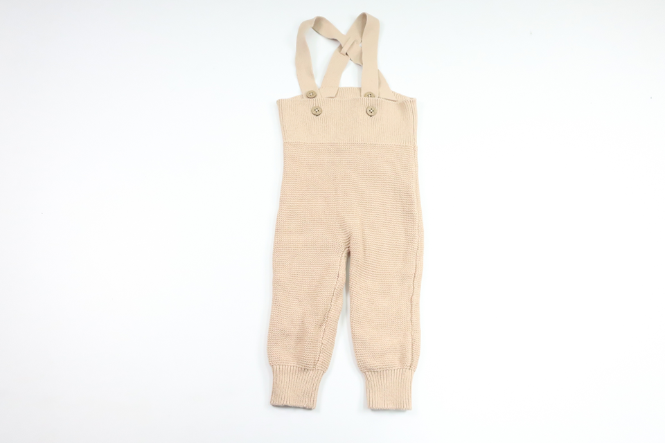 Knitted bib pants from Newbie - Size 74 - Beige