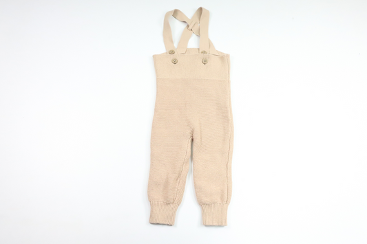 Knitted bib pants from Newbie - Size 74 - Beige