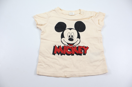 T-shirt with Mickey Mouse from H&amp;M - Size 62/68 - Off-white