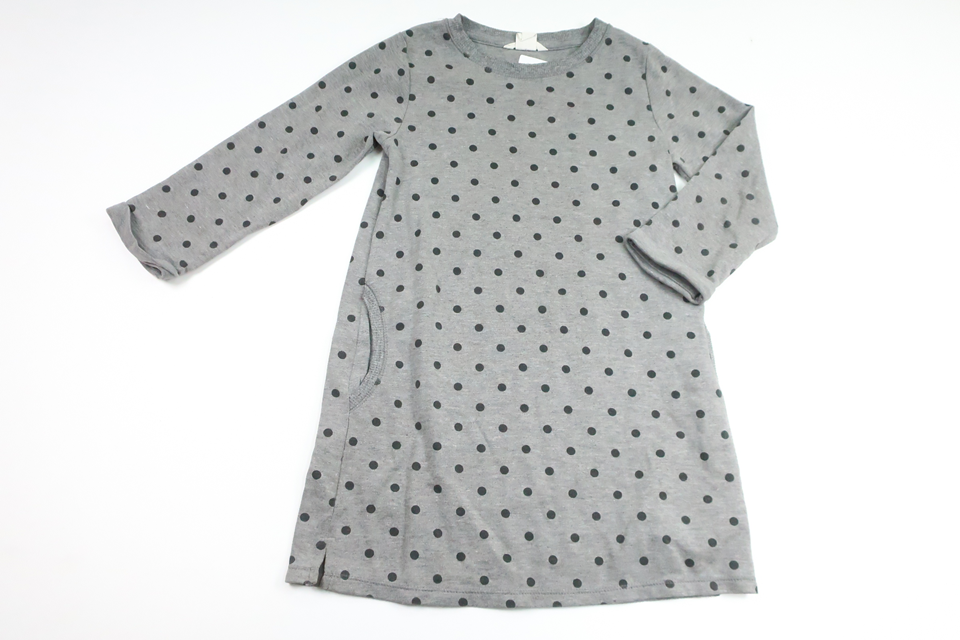 Polka dot sweatshirt dress from H&M - Size 122/128 - Grey